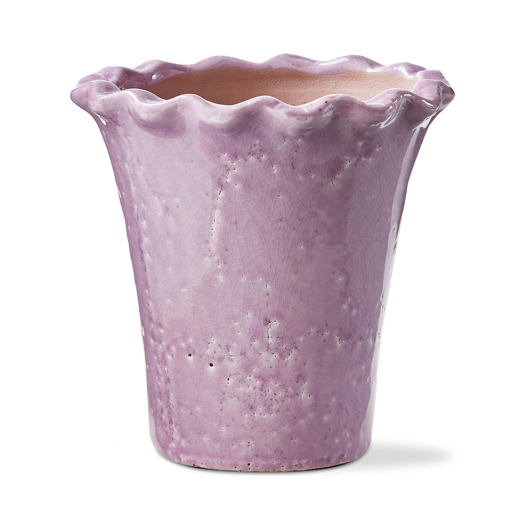 Large Lavender Ruffle Rim Planter Terracotta 6.5 in H x 6 in L x 6 in W Perfect for Spring and Summer Gardens