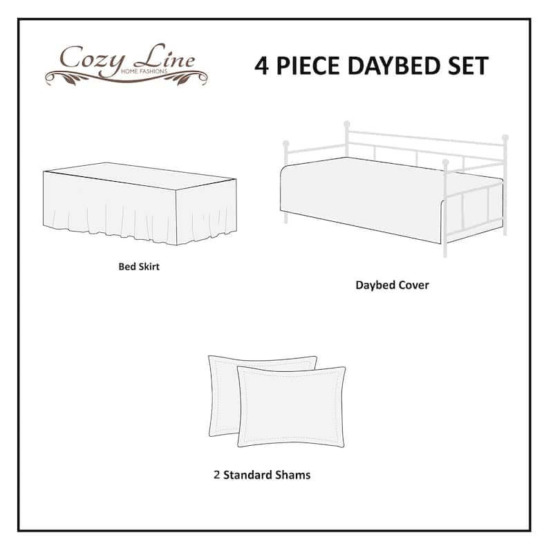 Cozy Line Tiffany Pink Garden Floral Patchwork Print Pink White Microfiber Reversible DayBed Quilted Bedding Set