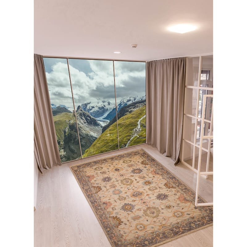 ECARPETGALLERY Hand-knotted Jules Serapi Light Grey Wool Rug - 9'10 x 13'9