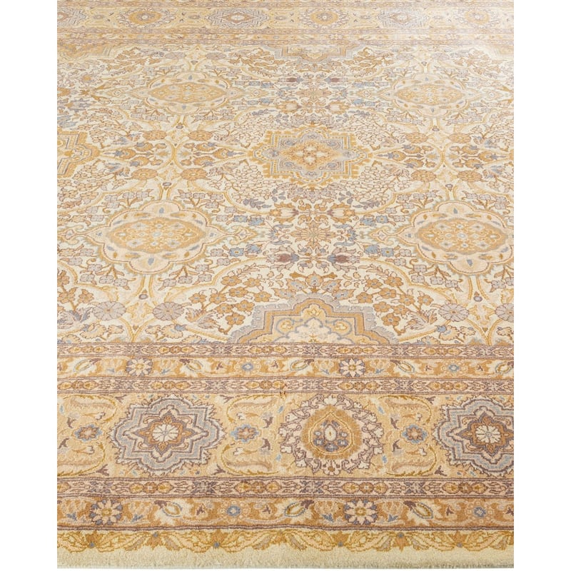 Overton Hand Knotted Wool Vintage Inspired Traditional Mogul Ivory Area Rug - 6' 0" x 9' 8"