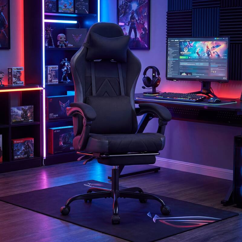 Gymax Gaming Chair w/Headrest Lumbar Support Linkage Armrests