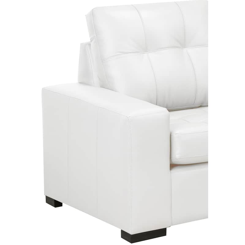 Liam Top Grain Leather Tufted Sectional Chaise Sofa