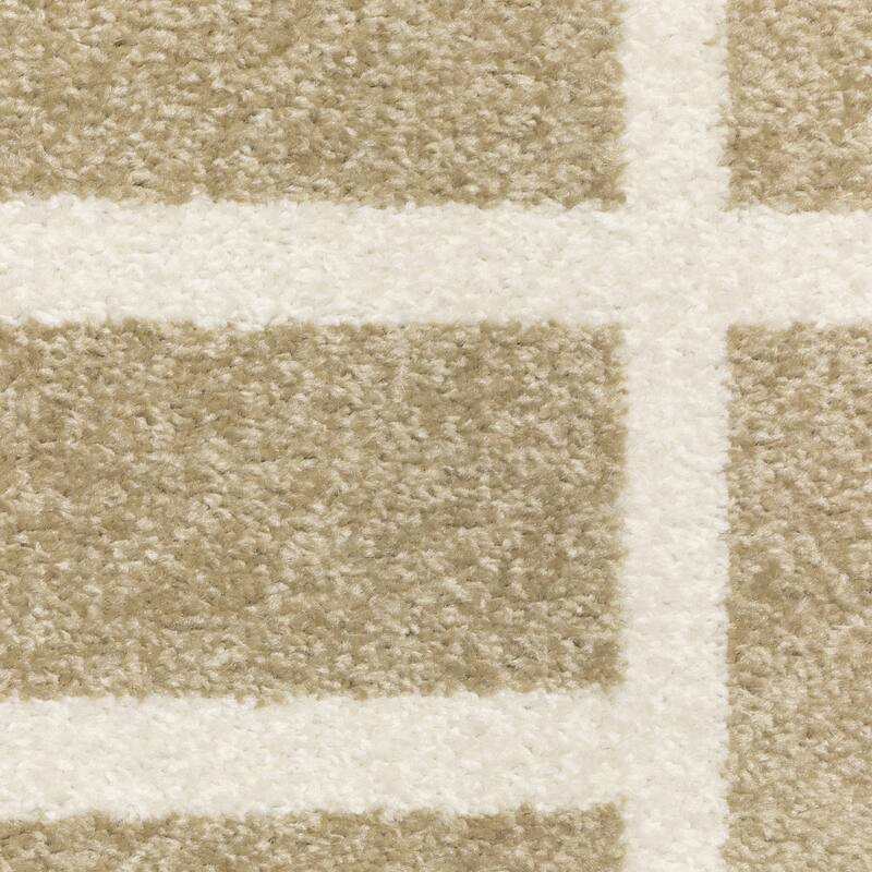 Quartz Geo Blocks and Line Beige/ Ivory Area Rug