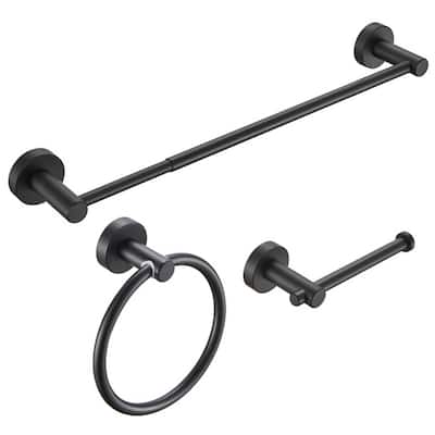 3 Piece Bathroom Hardware Set Wall Mount Adjustable Towel Bar, Hand Towel Ring, Toilet Paper Holder With Mounting Hardware