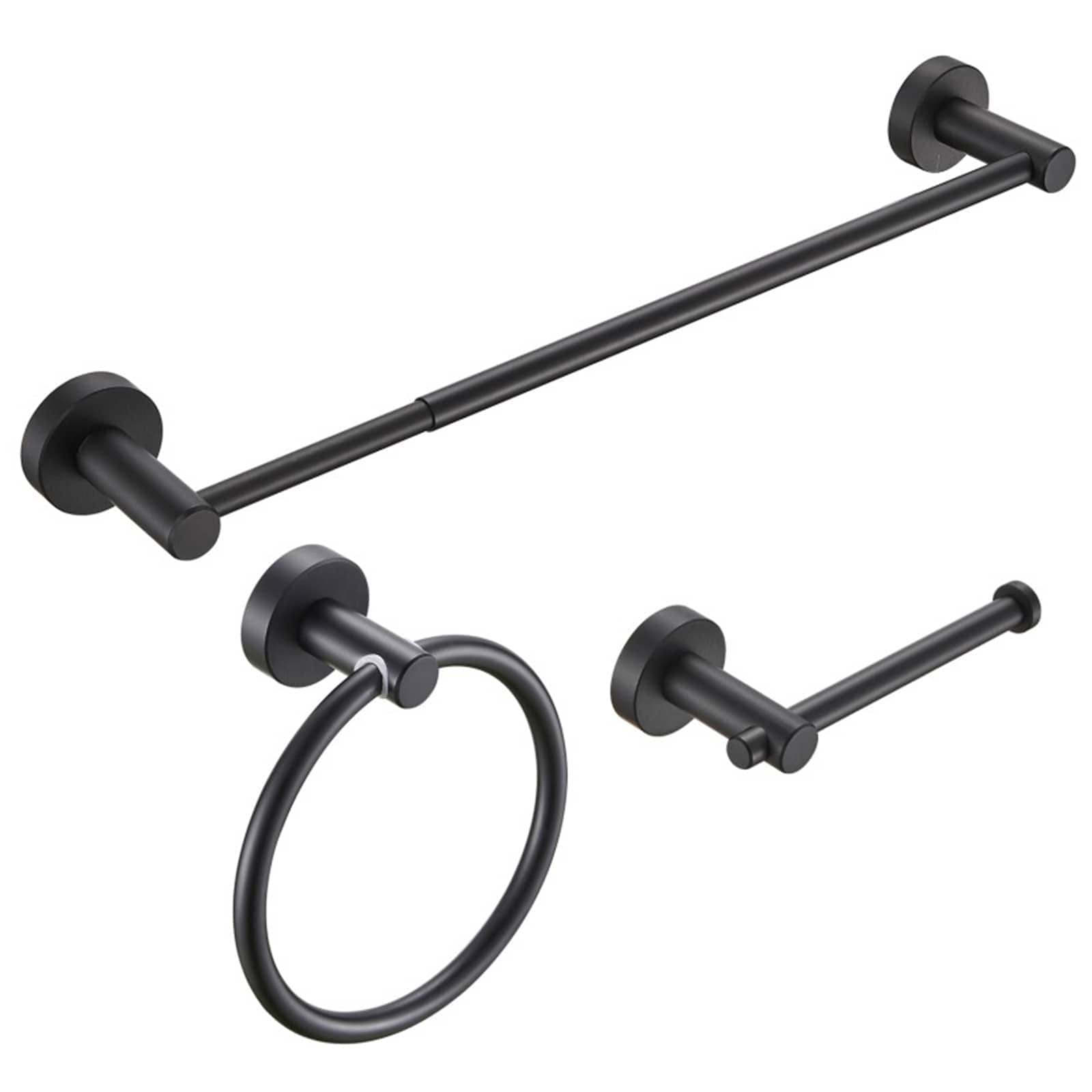 3 Piece Bathroom Hardware Set Wall Mount Adjustable Towel Bar, Hand Towel Ring, Toilet Paper Holder With Mounting Hardware