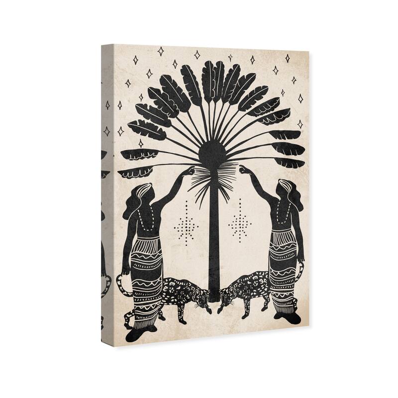 Wynwood Studio Canvas Animals Wild Village Ladies Black and Cream White Traditional Wall Art Canvas Print - Black, White