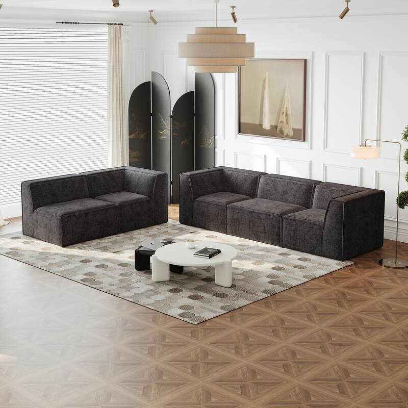 106"x106" Chenille Modular L-Shaped Sectional Sofa (5-Piece)