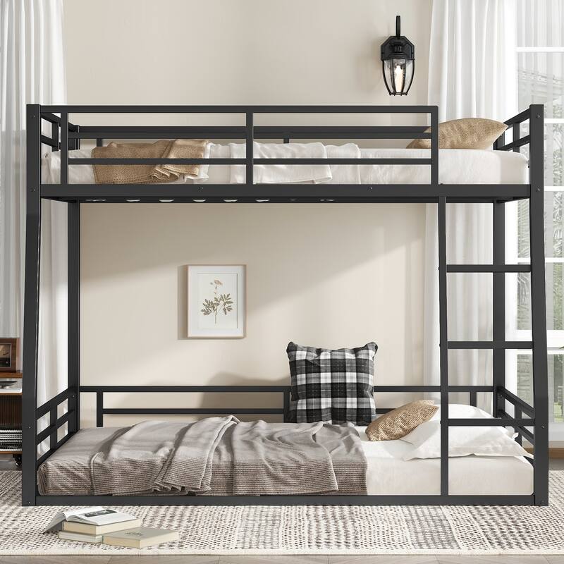 Full XL over Queen Metal Bunk Bed for Teens & Adults - Space Saving, Sturdy Frame, Noise Reduced, No Box Spring Needed