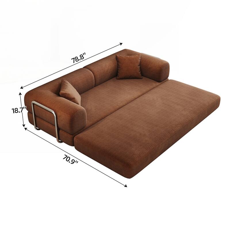 Compression Sofa,Convertible Floor Sofa Bed-with Pillow Back Support Armrest,Comfy Futon Couch Sleeper Bed - Brown