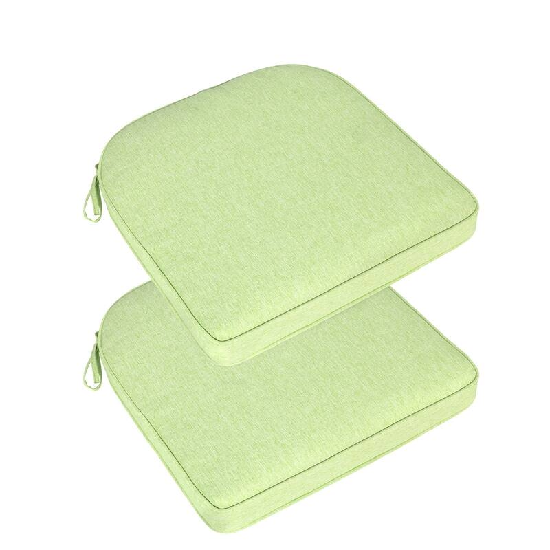 Aoodor Outdoor Dining Chair Cushions Set of 2, Outdoor Chair Pads with Ties, 20 x 19 inch - Green