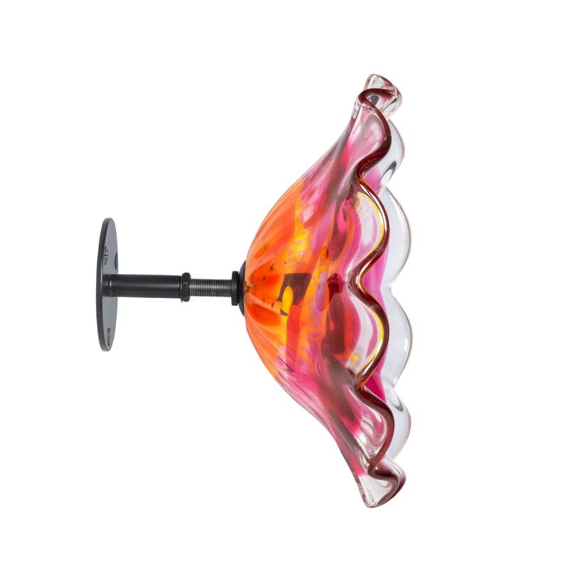 9IN Diamter Pink Fiore Bloom Art Glass Wall Art