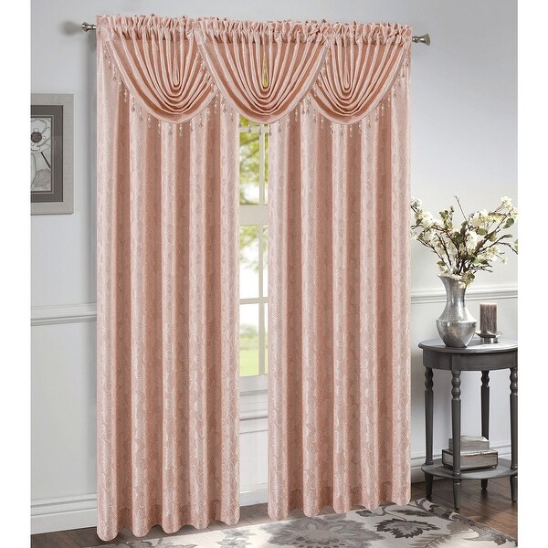 Roxanne Jacquard Rod Pocket Window Panel and Valance Treatment