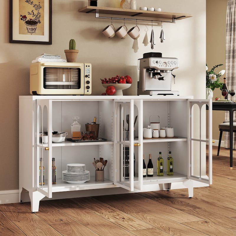 53.2"W Metal Sideboard Buffet Cabinet with Glass Doors