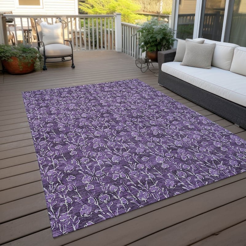 Machine Washable Indoor/ Outdoor Chantille Modern Floral Impressions Rug