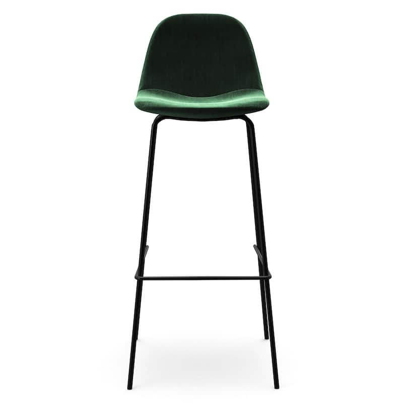 Maxine Velvet Bar Height Stools Black Legs (Set of 2)