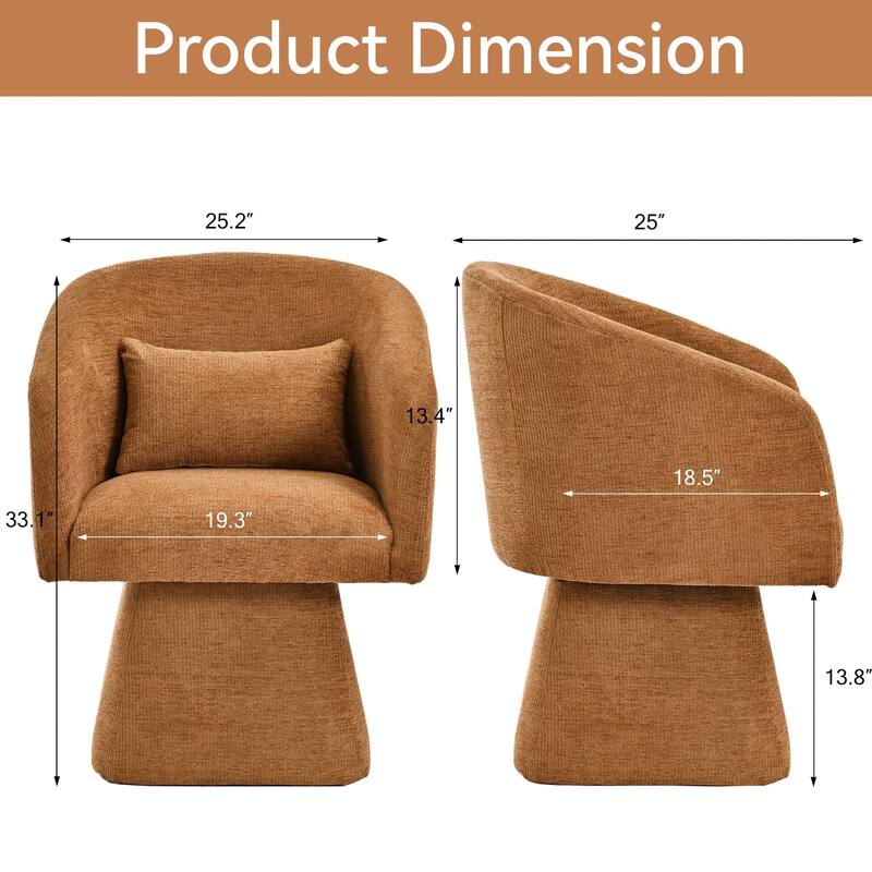 360° Swivel Barrel Fabric Upholstered dining chair with Pillow