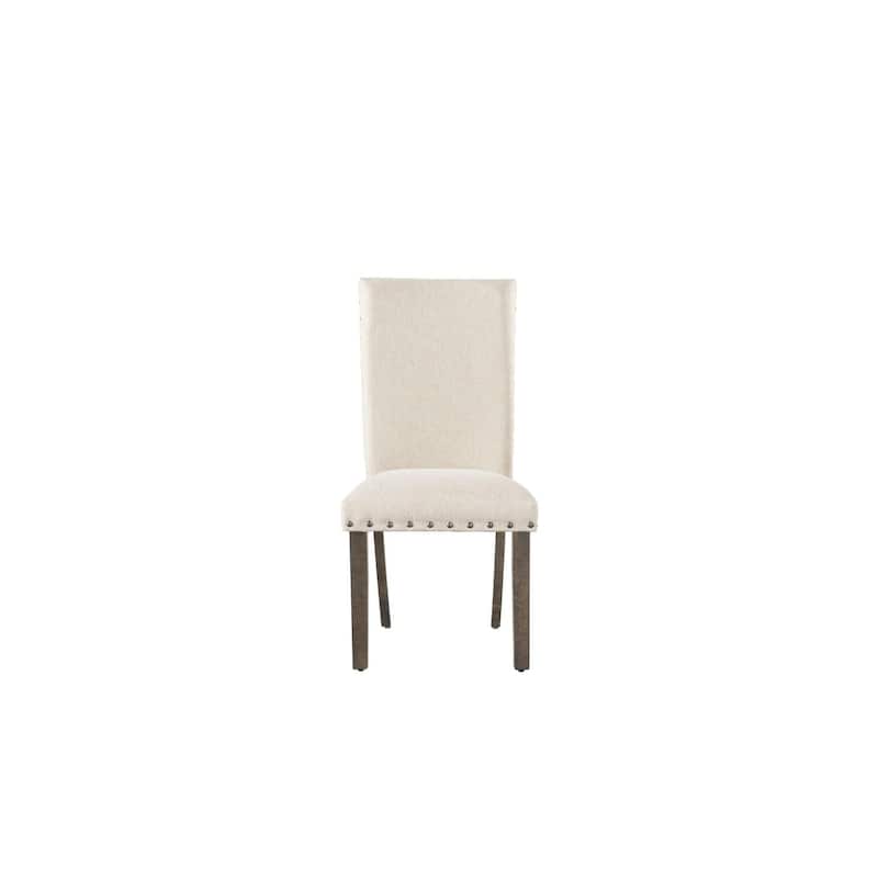 Upholstered Side Chairs Set of 2 - Modern Dining Chairs, Living Room Accent Chairs, Cream Linen Fabric - 40