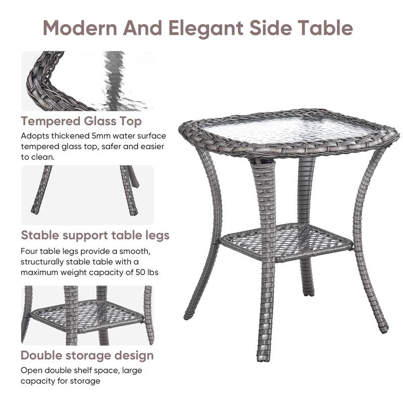 3 Pieces Outdoor Gliders Swivel Chairs with Table with 5-Inch Thick Cushions