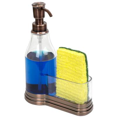 Plastic Soap Dispenser and Fixed Sponge Holder, Bronze