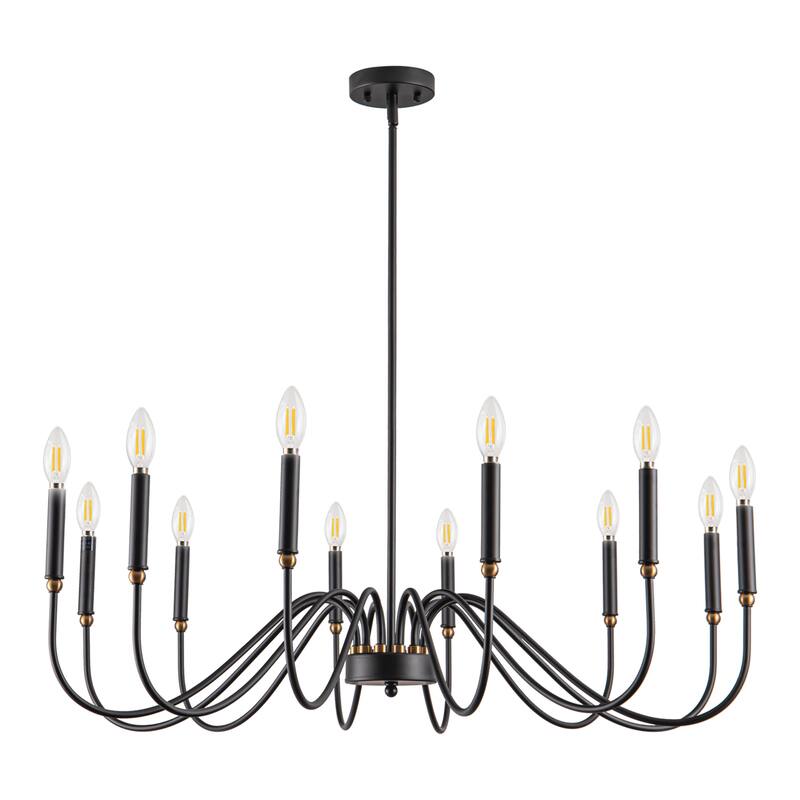 Candle Chandelier Dimmable Classic/ Traditional Chandelier Black Chandeliers For Dining Room - 12-Light