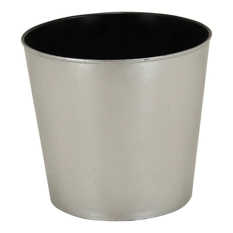 Cheungs Round, 9" silver planter with a tapered body - 12x12x11