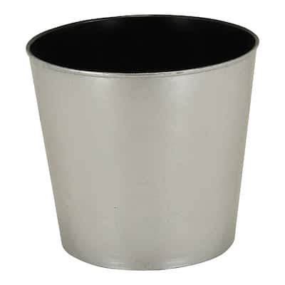 Cheungs Round, 9" silver planter with a tapered body - 12x12x11