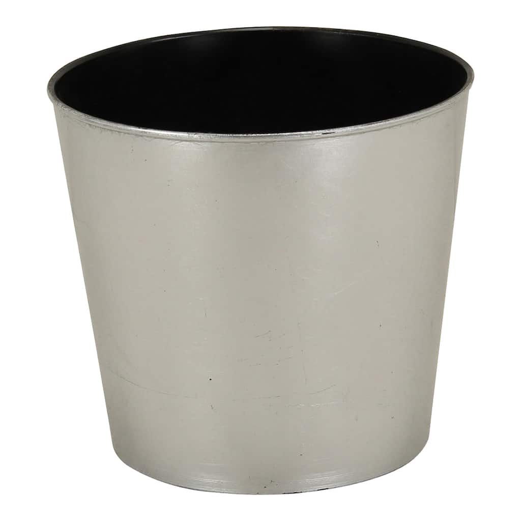 Cheungs Round, 9" silver planter with a tapered body - 12x12x11