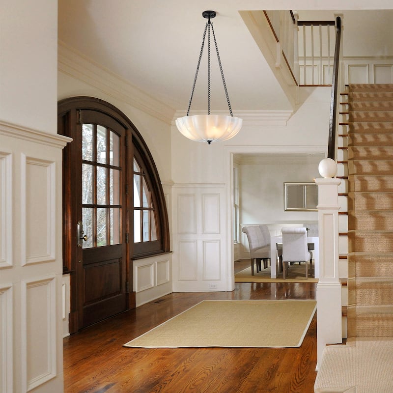 Elegant Gold and Glass Chandelier 3-Light Pendant Light Fixture with Frosted Dome Design