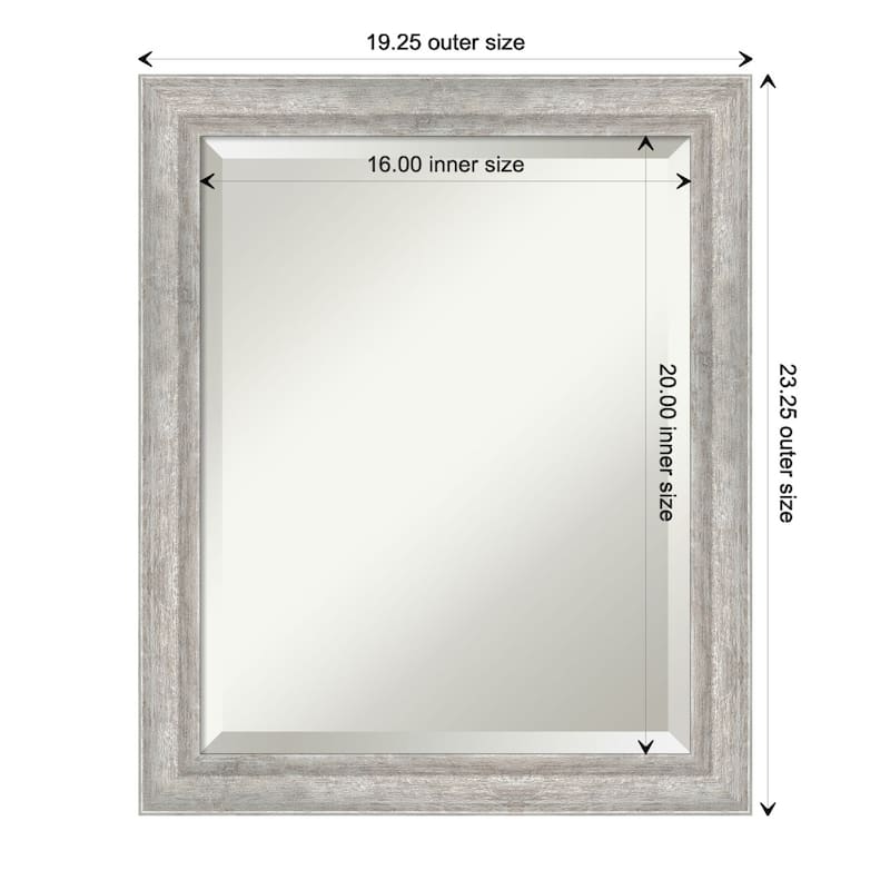 Angled Beveled Wood Framed Bathroom Vanity Wall Mirror - Glass Size 16x20 - Angled Silver