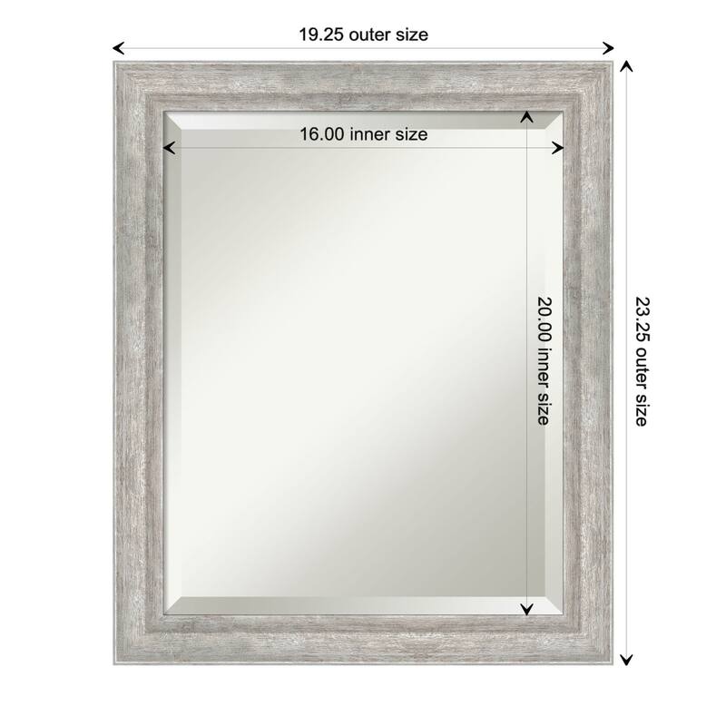 Angled Beveled Wood Framed Wall Mirror - Angled Silver - Glass Size 16x20