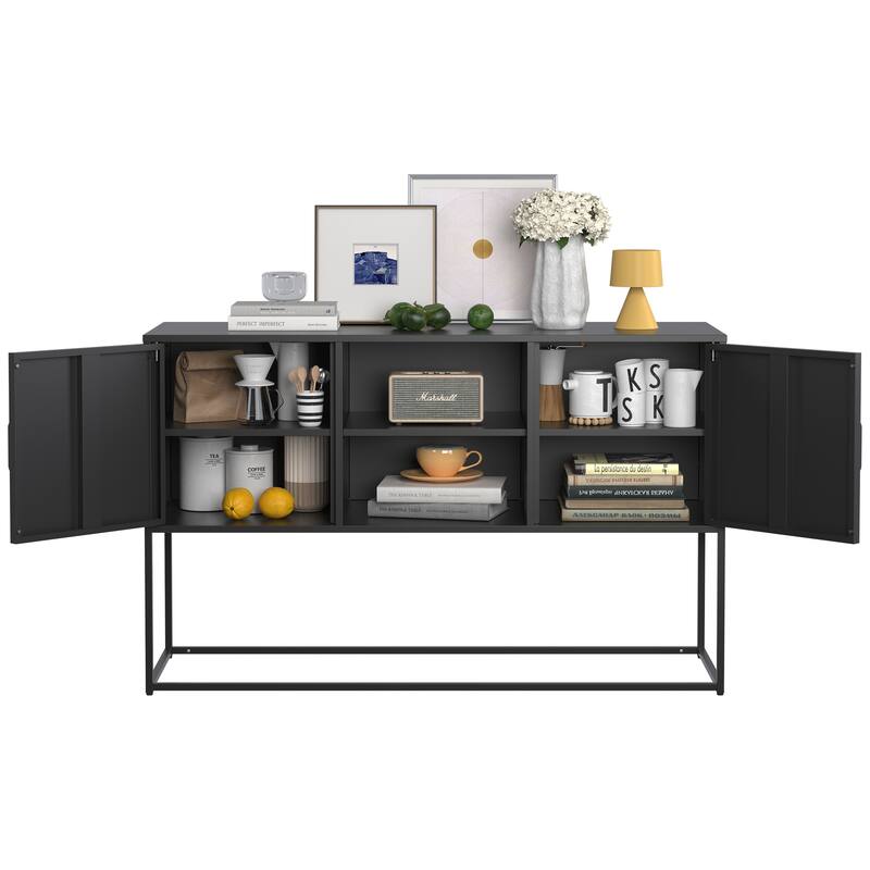 Modern Metal Sideboard Buffet with Plenty of Storage Space and Elegant Handles