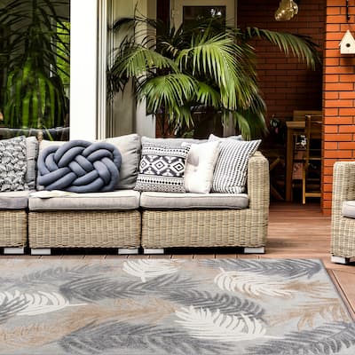 World Rug Gallery Tropical Floral Modern Indoor/Outdoor Area Rug