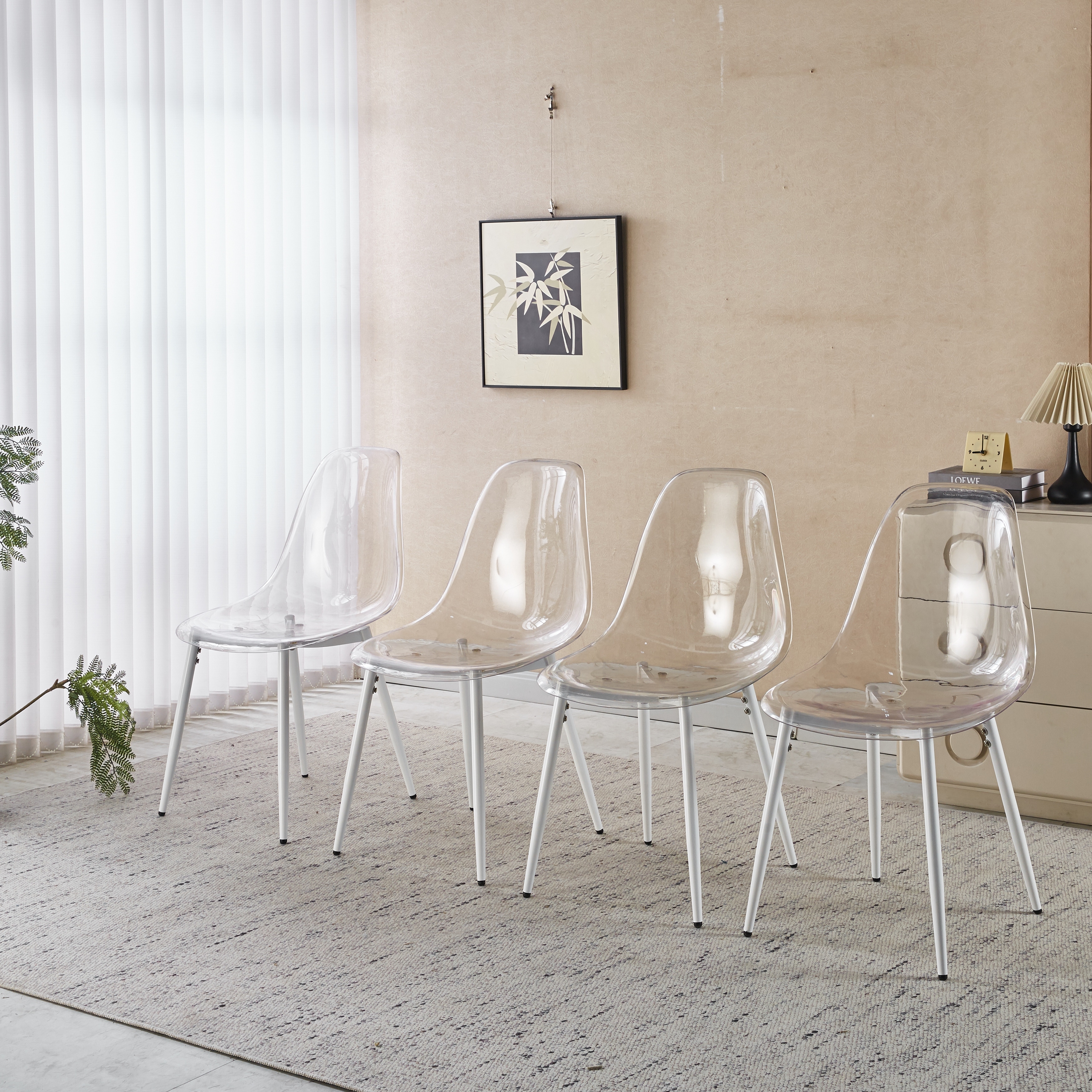 4PCS Modern Transparent Dining Chair - Stylish Metal Legs - Versatile For Dining And Study Rooms - Durable And Easy To Clean