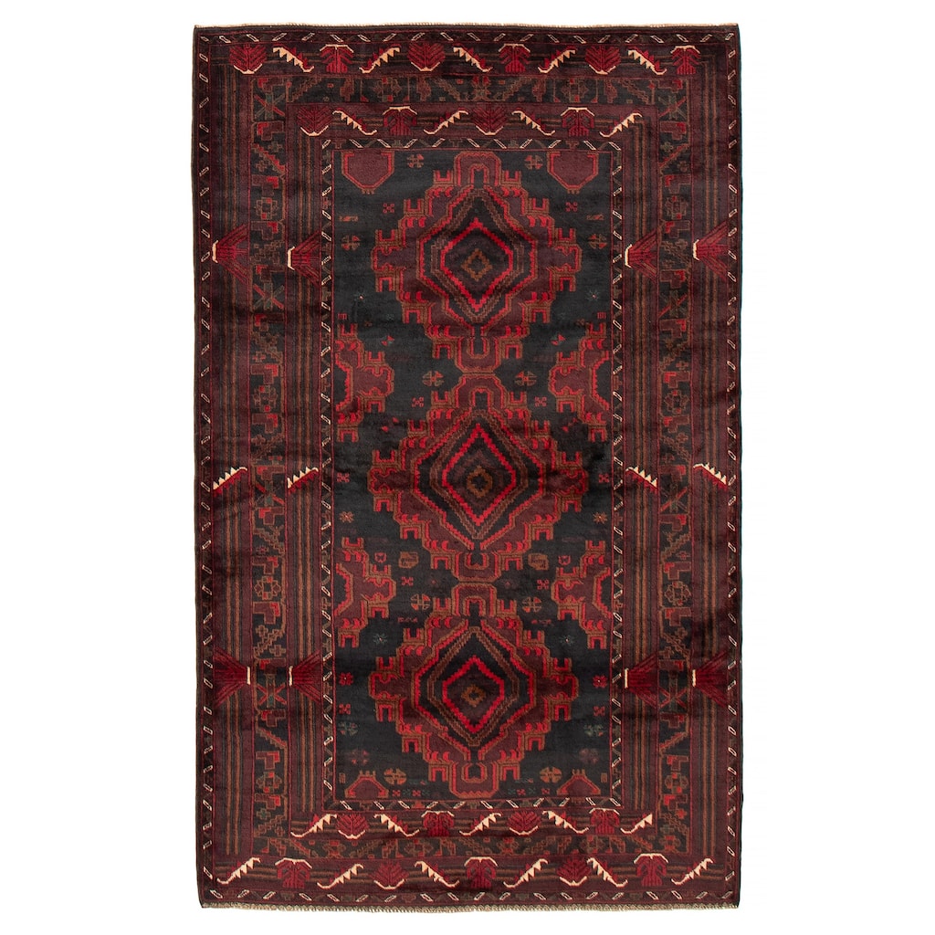 Teimani Black Rug 3'11" x 6'7" - 3'11 x 6'7