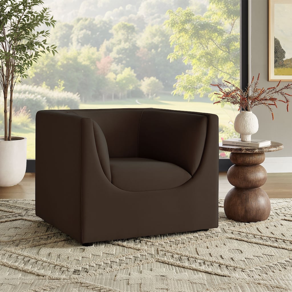 Hilda Curved Back Performance Velvet Armchair