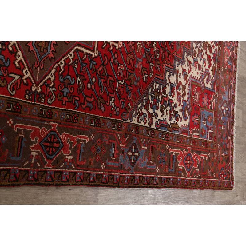 Geometric Heriz Persian Area Rug Wool Handmade Living Room Carpet - 7'8" x 10'8"