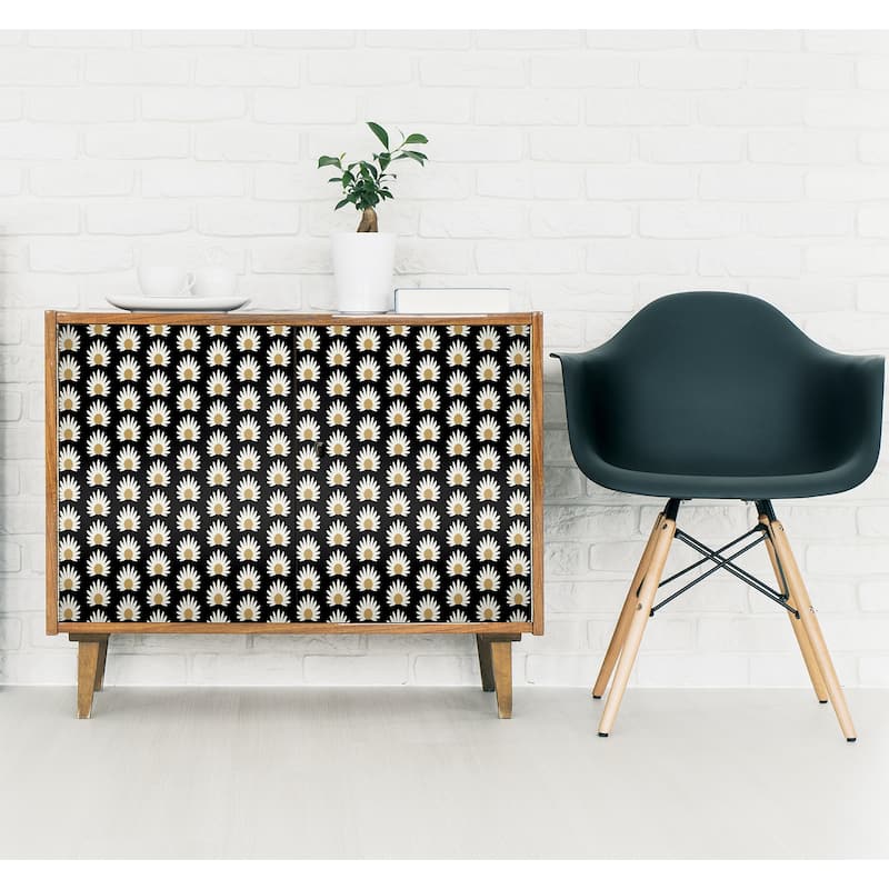 Scalamandre Black Fleur Peel & Stick Wallpaper