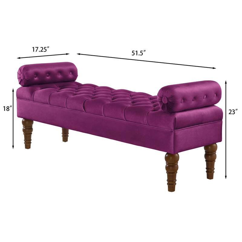 Violet Velvet End of Bed Bench Hallway Bench Ottoman Bench for Bedroom, Simple Indoor Bench Leisure Bench