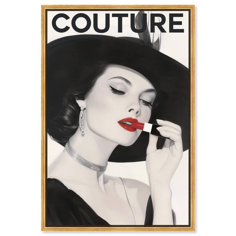Lipstick Magazine Cover Canvas by Art Remedy - Gold - 30" x 45"