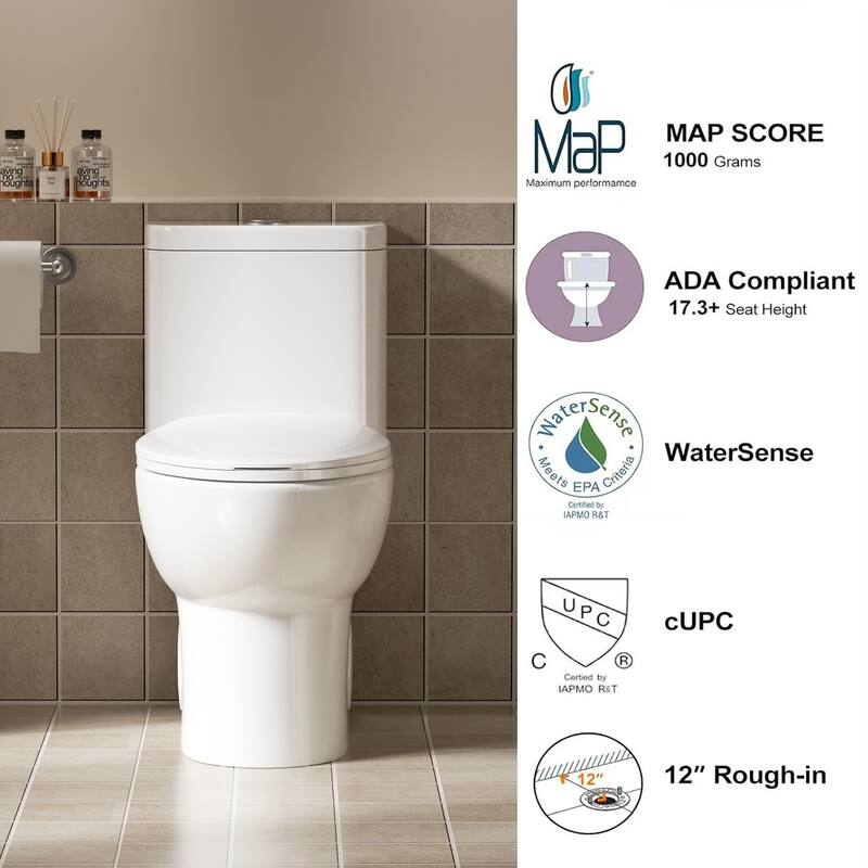 1.1/1.6 GPF Tornado Flush One-Piece Toilet with Comfort Chair Seat ADA Height 17",Powerful & Quiet Dual Flush Modern Toilet