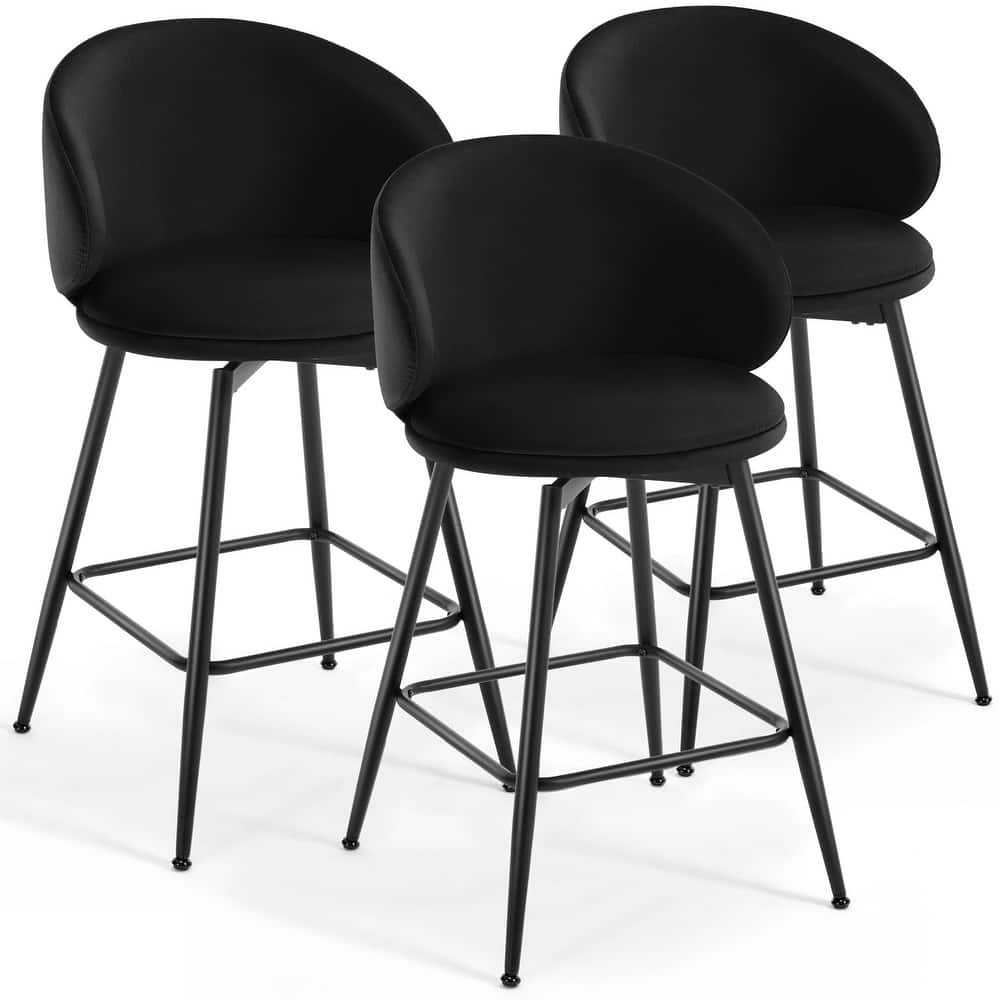 26"/30" Velvet Upholstered Swivel Counter/Bar Stools Set of 2/3