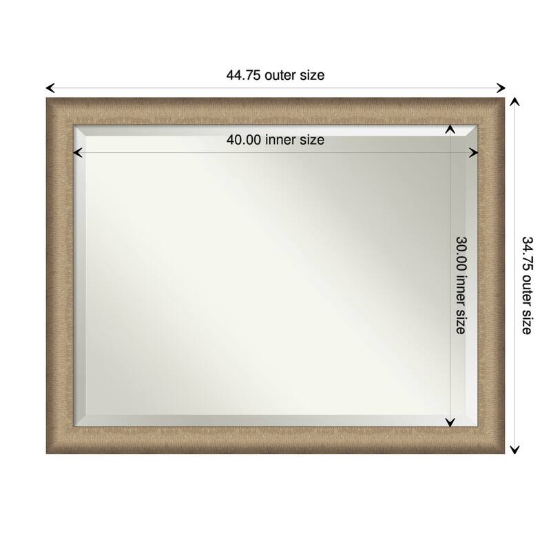Beveled Wall Mirror - Elegant Brushed Bronze Frame - 44.75 x 34.75-inch - Elegant Brushed Bronze