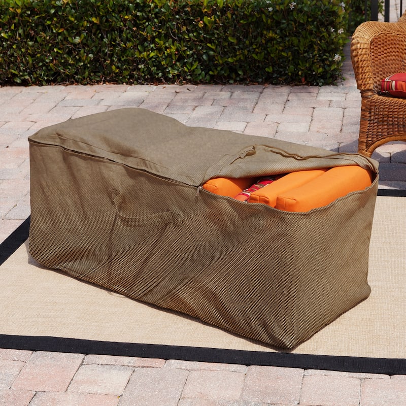 Budge StormBlock™ Mojave Black Ivory Patio Cushion Storage Bag - 22"H x 48"W x 18"Deep