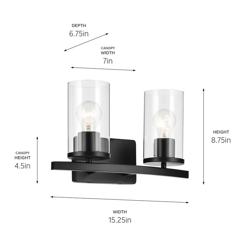 Kichler Lighting Crosby Bathroom Vanity Light with Clear Glass
