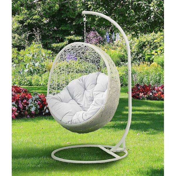 Balmoral Outdoor White Rattan with White Cushioned StandAlone Hanging