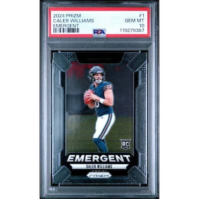 Caleb Williams 2024 Panini Prizm Emergent Football Rookie Card #1 Graded PSA 10 Cert # 119279387 - 8' x 11'