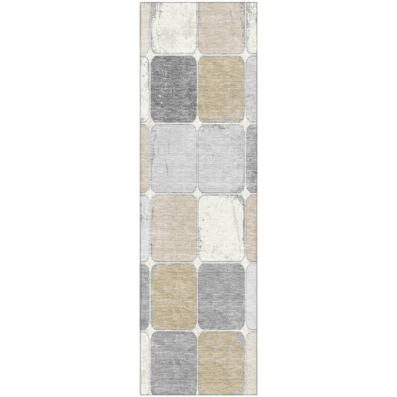 Premium Washable Super Soft Modern Blocks Mayfield Rug