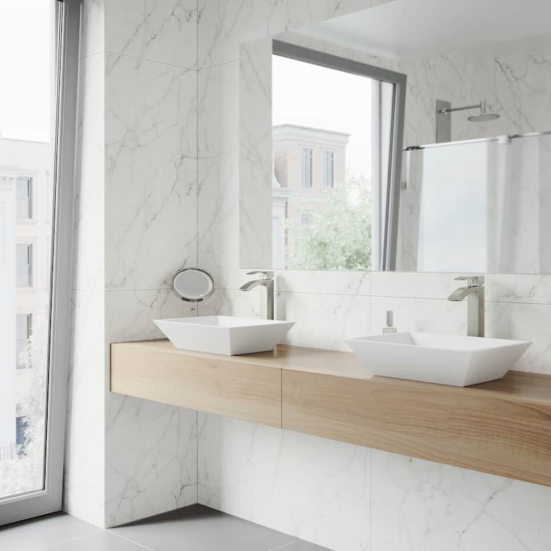 VIGO Vinca 18"L x 14"W x 5"H Matte Stone Rectangular Bathroom Vessel Sink
