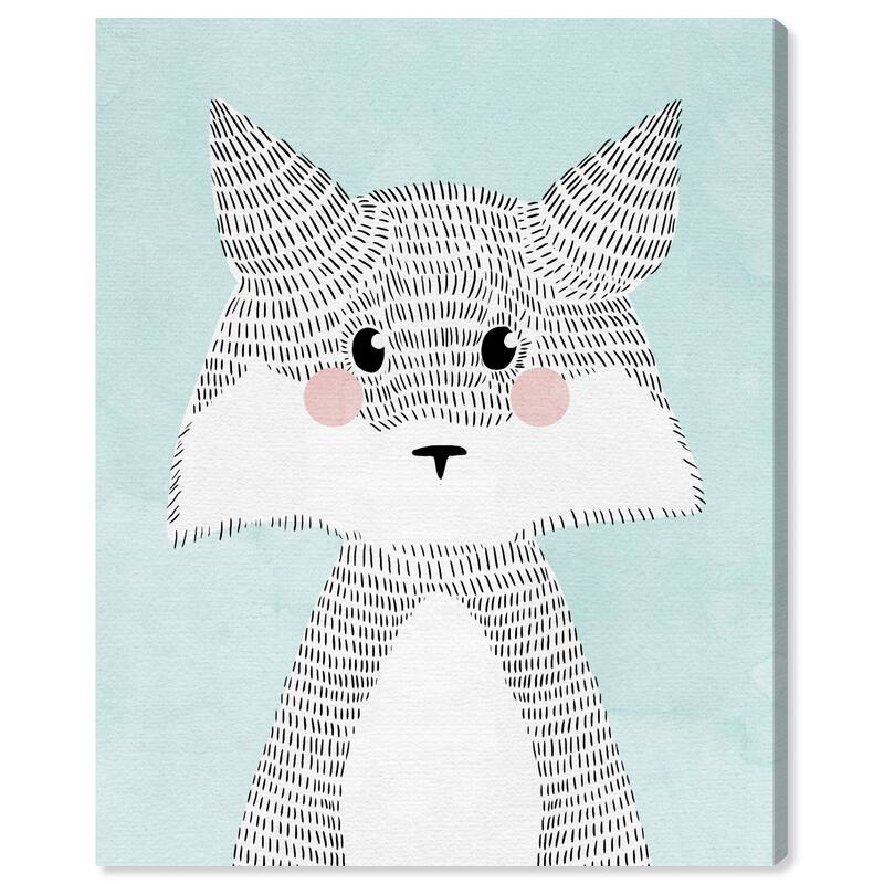 Wynwood Studio Canvas Animals Crosshatch Fox Blue and Pastel Blue Modern & Contemporary Wall Art Canvas Print