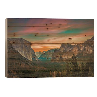 California Yosemite Valley Tunnel View Sunset Print On Wood by Alex G Perez - Multi-Color
